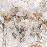 Tapet personalizat floral cu flori si fluturi in nuante de maro floral butterflies