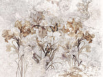 Tapet personalizat floral cu flori si fluturi in nuante de maro floral butterflies