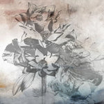 Tapet personalizat floral cu flori de floarea soarelui in nuante reci windy sunflower