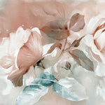 Fototapet personalizat floral cu flori mari in tonuri pastelate de roz creand o atmosfera visatoare si romantica rose pastel mural