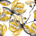 Tapet personalizat floral cu flori de magnolie in nuante vibrante de galben oferind o nota de prospetime si eleganta yellow magnolia