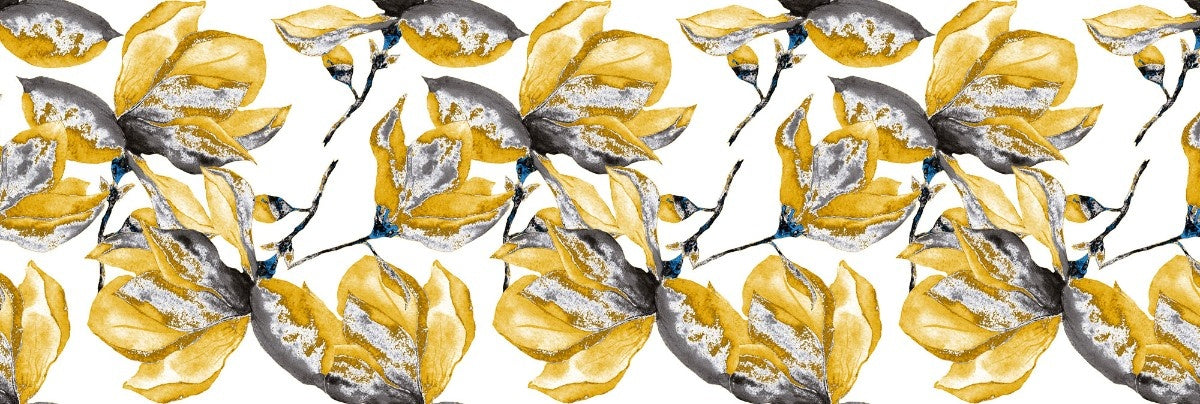 tapet personalizat floral cu flori de magnolie in nuante vibrante de galben oferind o nota de prospetime si eleganta yellow magnolia