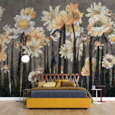 tapet personalizat floral cu flori de narcisa in tonuri luminoase aducand o senzatie de primavara si puritate daffodil light