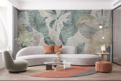 tapet personalizat floral cu flori si forme abstracte ce evoca esenta primaverii intr un stil modern si artistic abstract spring