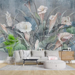 Fototapet personalizat floral cu flori de cala aranjate intr un buchet luminos creand o imagine eleganta si rafinata cala bouquet light