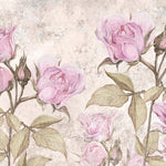 Tapet personalizat floral cu trandafiri roz pe un fundal cu aspect de stucada oferind un aer romantic si vintage pink stucco roses