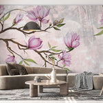 Tapet personalizat floral cu o ramura eleganta de magnolie cu flori delicate ce aduc rafinament si frumusete naturala magnolia branch