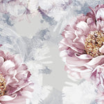 Tapet personalizat floral cu bujori infloriti in tonuri bogate si vibrante emanand eleganta si opulenta bloomed peonies