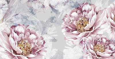 tapet personalizat floral cu bujori infloriti in tonuri bogate si vibrante emanand eleganta si opulenta bloomed peonies