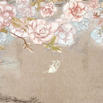 Tapet personalizat floral cu flori stilizate cu o textura ce aminteste de desenul cu creionul oferind un aspect artistic si original crayon blossom