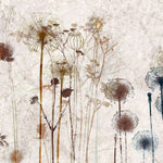 Tapet personalizat floral cu o ilustratie a unei flori de papadie in nuante de sienna aducand o nota de delicatete si o caldura pamantie sienna dandelion