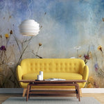 Tapet personalizat floral cu flori de camp pictate in tonuri intunecate ce aduc o nota de mister si o eleganta rustica painted wildflowers dark