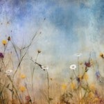 Tapet personalizat floral cu flori de camp pictate in tonuri intunecate ce aduc o nota de mister si o eleganta rustica painted wildflowers dark