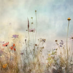 Tapet personalizat floral cu flori de camp pictate in nuante deschise ce aduc o nota de prospetime si o eleganta rustica painted wildflowers light