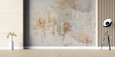 tapet personalizat floral cu flori stilizate cu o textura ce aminteste de in oferind un aspect natural si o senzatie calda linen flowers