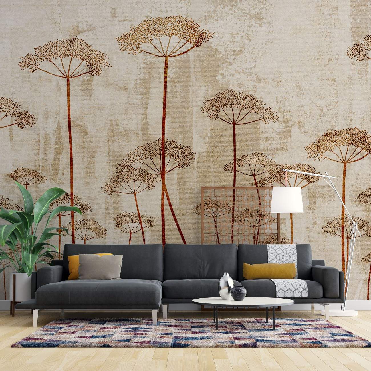 tapet personalizat floral cu flori de marar cu o textura bogata si detalii fine pentru un decor natural si sofisticat textured dill flowers