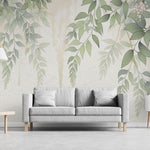 Tapet personalizat floral cu flori de wisteria in nuante delicate creand o cascada vizuala ce aduce un sentiment de liniste si armonie soft wisteria
