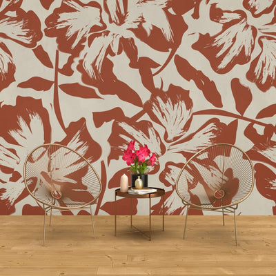 tapet personalizat floral cu flori in nuante bogate de purpuriu aducand o nota de eleganta si pasiune decorului crimson flowers