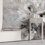 Tapet Personalizat Floral cu flori de lotus in nuante de albastru - TEXTURED LOTUS