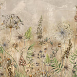 Tapet Personalizat Floral cu flori salbatice in fundal bej - LITTLE WILDFLOWERS BEIGE