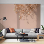 Fototapet Personalizat Floral cu floarea miresei stralucitoare si fundal roz de apus - SHINY GYPSOPHILA