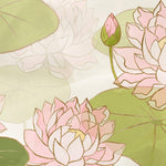 Tapet Personalizat Floral cu flori de lotus desenate si insertii aurii - HANDPAINTED LOTUS