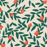 Tapet Personalizat Floral cu model floral in culori vibrante de verde si rosu - VIBRANT FLORAL PATTERN