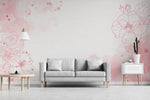 Tapet Personalizat Floral cu flori in pictura watercolor in nuante de roz - PINK WATERCOLOR PAPER