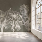 Tapet Personalizat Floral cu flori luminescente albe - LUMINESCENT FLOWERS