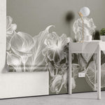 Tapet Personalizat Floral cu flori luminescente albe - LUMINESCENT FLOWERS