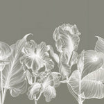 Tapet Personalizat Floral cu flori luminescente albe - LUMINESCENT FLOWERS