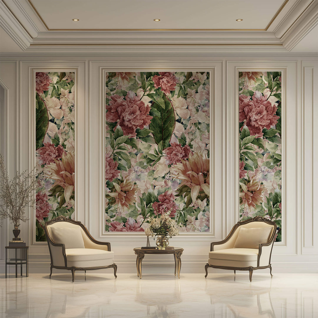 Tapet Personalizat Floral cu pictura florala si textura de hartie - WATERCOLOR FLORAL MURAL