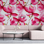 Tapet Personalizat Floral cu flori de magnolie in nuante de roz fucsia - FUCHSIA MAGNOLIA