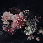 Fototapet Personalizat Floral cu aranjament floral intr-un fundal albastru inchis - DARK FLORAL BOUQUET