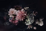 Fototapet Personalizat Floral cu aranjament floral intr-un fundal albastru inchis - DARK FLORAL BOUQUET