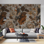 Tapet Personalizat Floral cu tesatura textila florala in nuante pamantii - CANVAS PRINTED FLORAL
