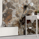 Tapet Personalizat Floral cu tesatura textila florala in nuante pamantii - CANVAS PRINTED FLORAL