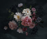Tapet Personalizat Floral cu buchet floral intr-un fundal intunecat - MIDNIGHT BOUQUET
