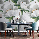 Tapet Personalizat Floral cu bujori albi infloriti - WHITE PEONY