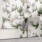 Tapet Personalizat Floral cu bujori albi infloriti - WHITE PEONY