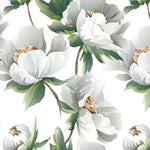 Tapet Personalizat Floral cu bujori albi infloriti - WHITE PEONY