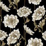 Tapet personalizat - BLACK & WHITE FLORAL PATTERN