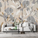Tapet Personalizat Floral cu flori nude in nuante de gri si funal bej - SOFT NUDE FLOWERS
