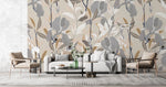 Tapet Personalizat Floral cu flori nude in nuante de gri si funal bej - SOFT NUDE FLOWERS