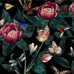 Tapet Personalizat Floral cu ilustratie florala cu plante si insecte - BEES AND FLOWERS