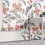 Tapet Personalizat Floral cu flori micute rosii si funze gri - SEAMLESS FLORAL PATTERN