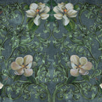 Tapet Personalizat Floral cu ilustratie florala in stil imperial cu fundal verde inchis - GRUNGE FLORAL DECOR