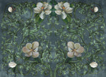 Tapet Personalizat Floral cu ilustratie florala in stil imperial cu fundal verde inchis - GRUNGE FLORAL DECOR