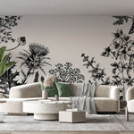 Tapet Personalizat Floral cu flori de camp desenate - MINIMALIST BLACK FLORAL