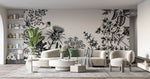 Tapet Personalizat Floral cu flori de camp desenate - MINIMALIST BLACK FLORAL